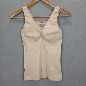 Control It Tank Top Womens XL Beige Ruched Performance V Neck Yoga Athletic